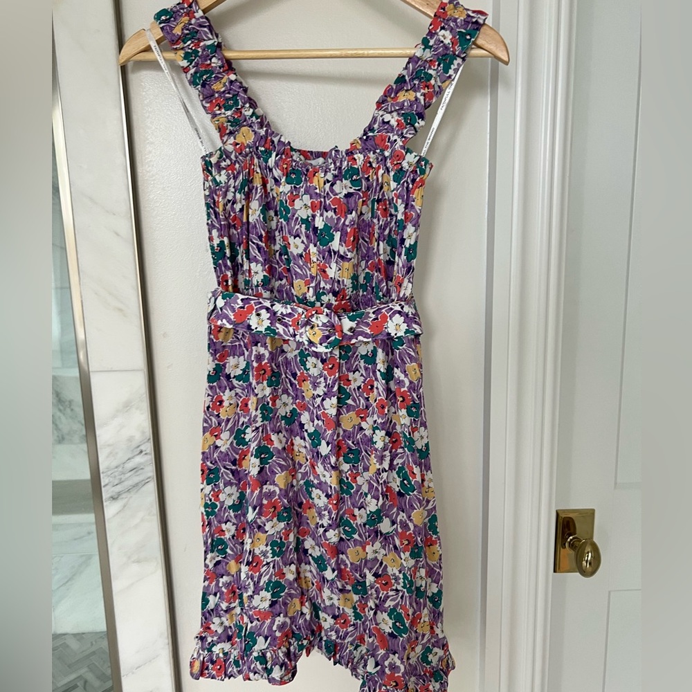 Faithfull The Brand purple floral belted mini dress size 4